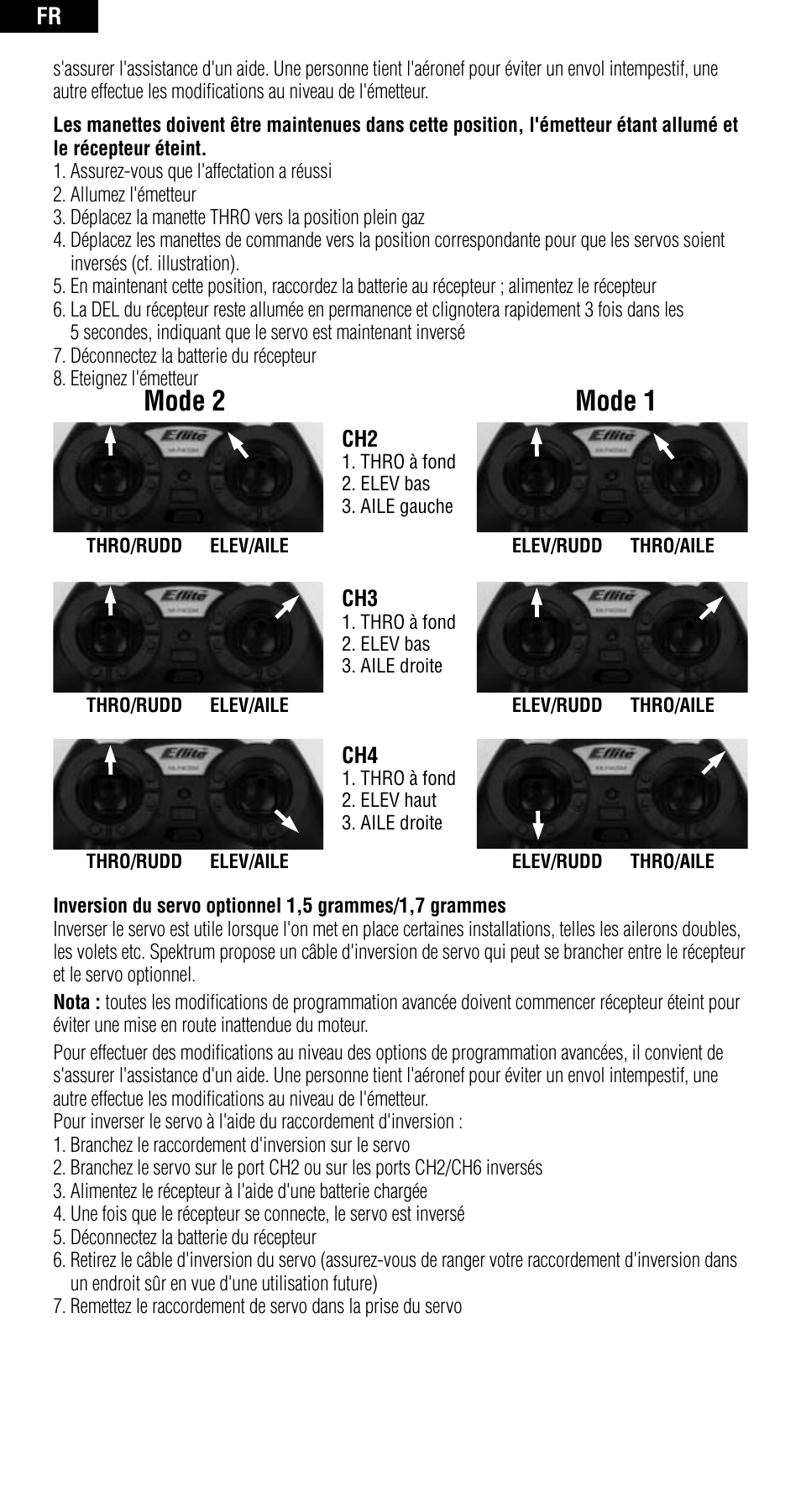 Mode 1, Mode 2 | Spektrum SPMAR6400 User Manual | Page 32 / 55
