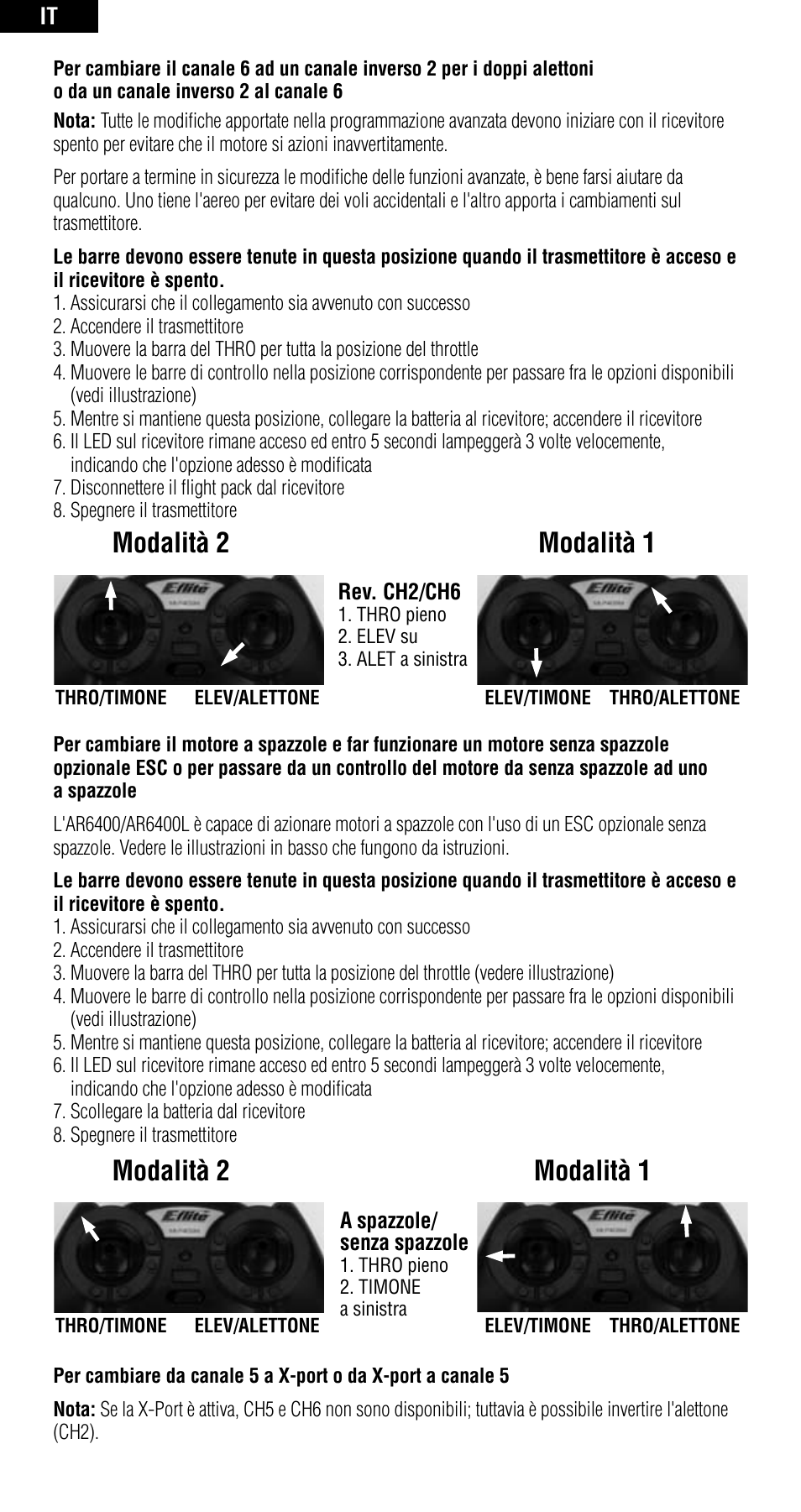 Modalità 1, Modalità 2 | Spektrum SPMAR6400 User Manual | Page 46 / 55