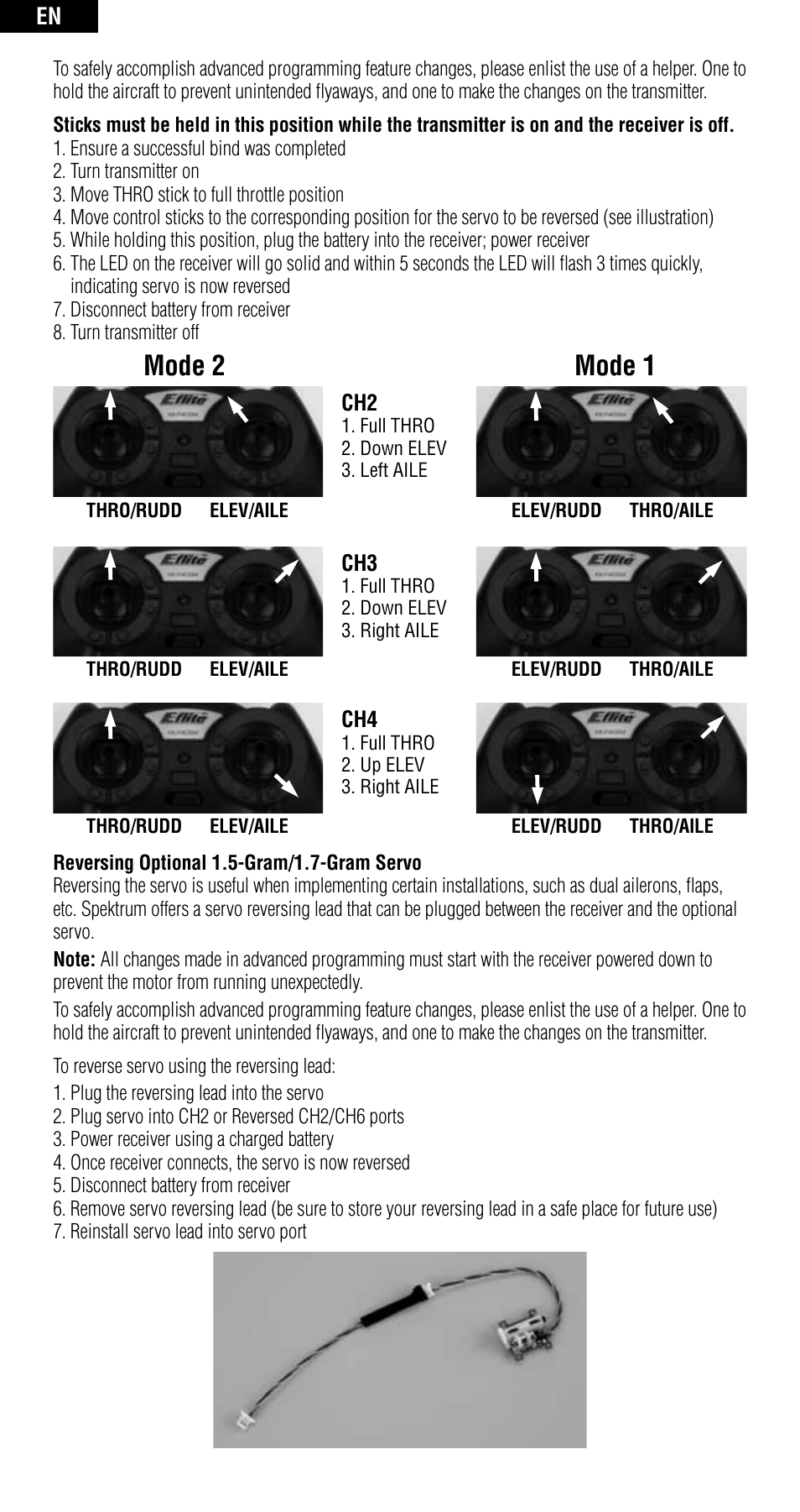 Mode 1, Mode 2 | Spektrum SPMAR6400 User Manual | Page 6 / 55