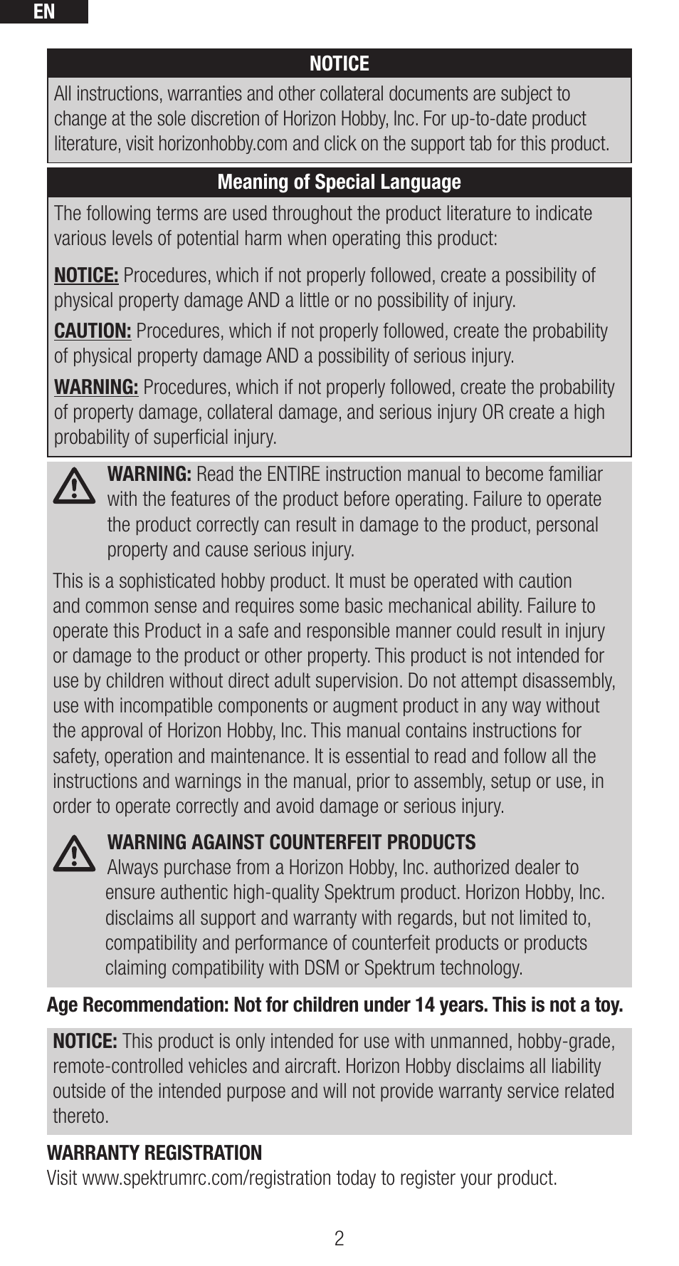 Spektrum SPMAR635 User Manual | Page 2 / 27
