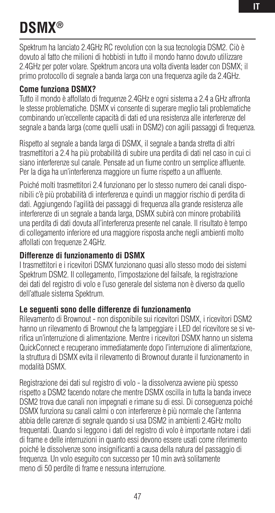 Dsmx | Spektrum SPMAR6310 User Manual | Page 47 / 60