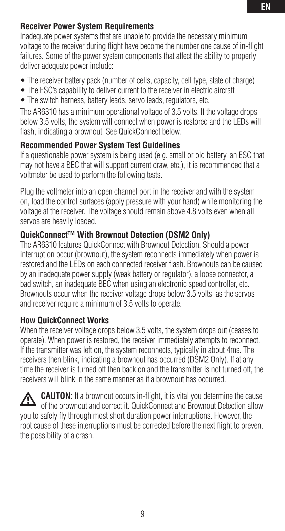 Spektrum SPMAR6310 User Manual | Page 9 / 60