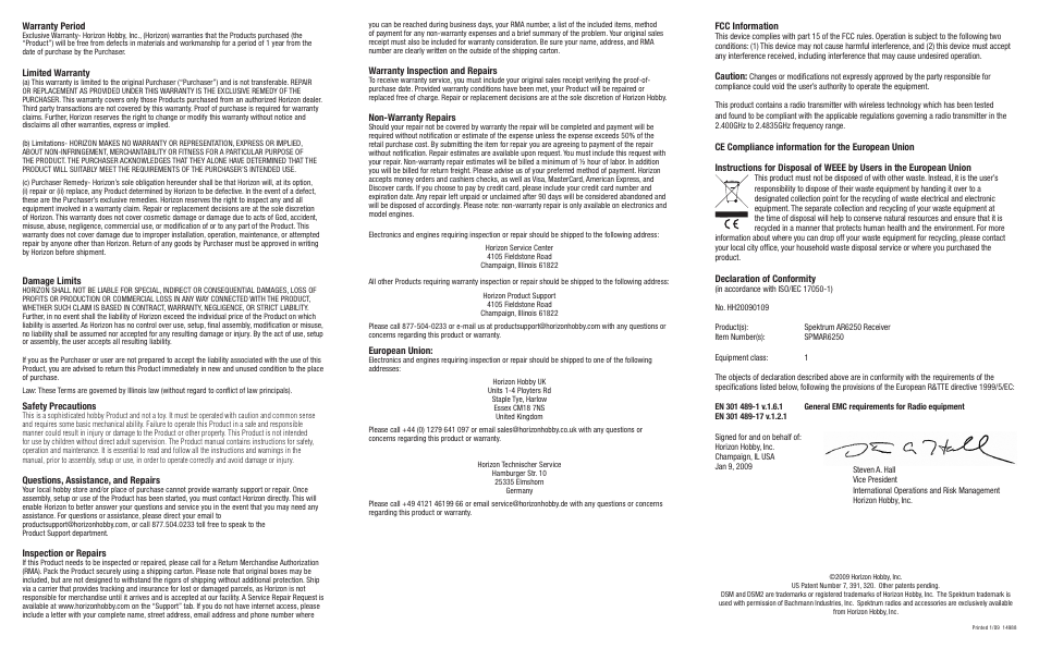 Spektrum SPMAR6250 User Manual | Page 4 / 4