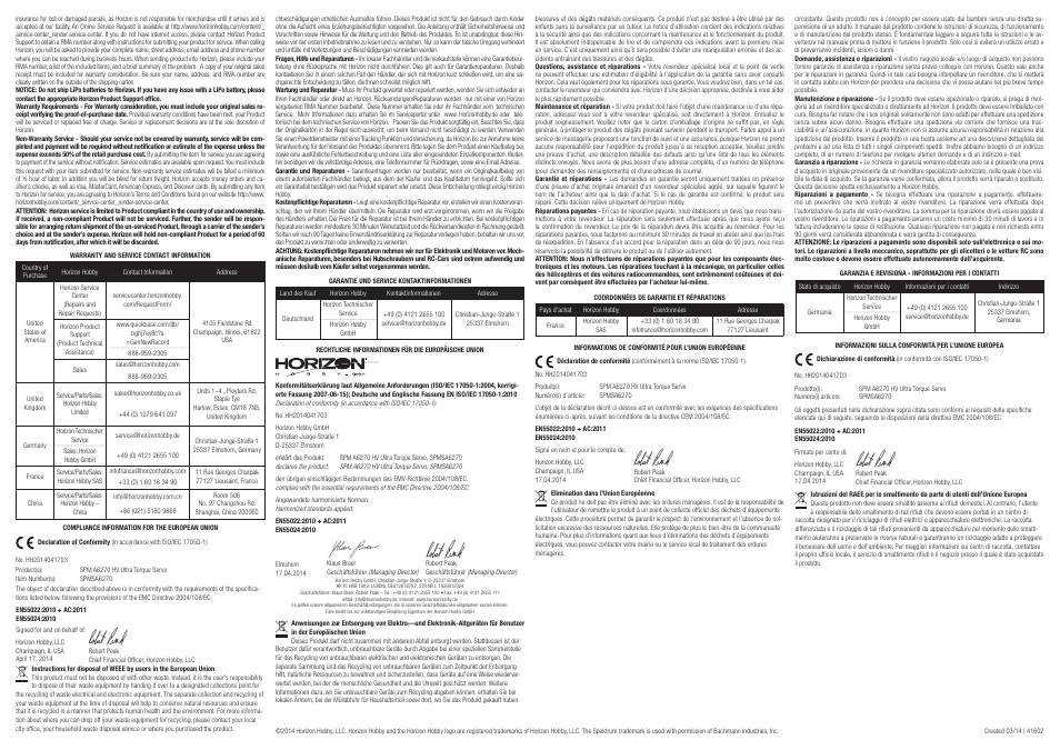 Spektrum SPMSA6270 User Manual | Page 2 / 2