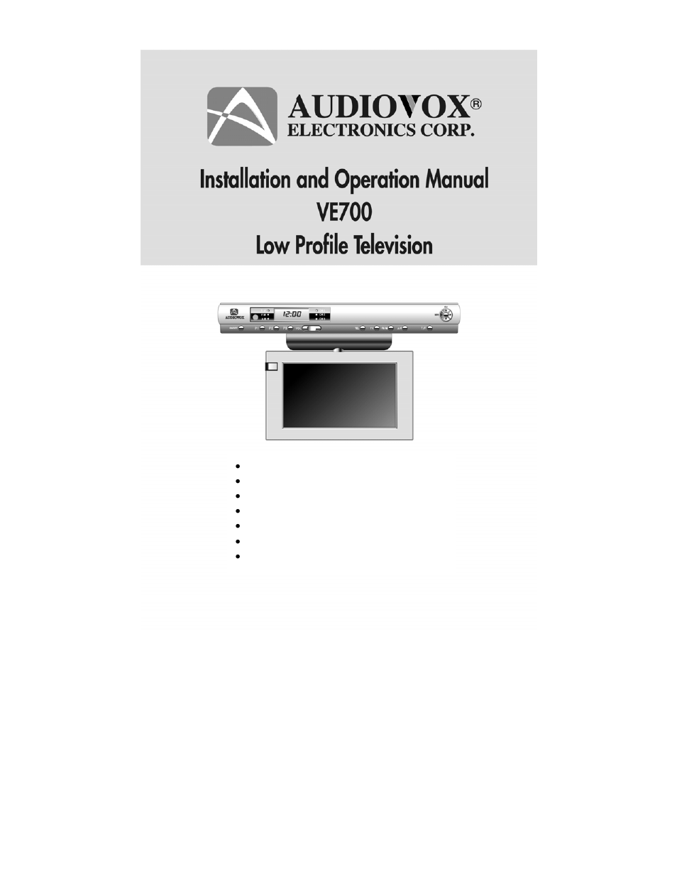 Audiovox VE 700 User Manual | 21 pages