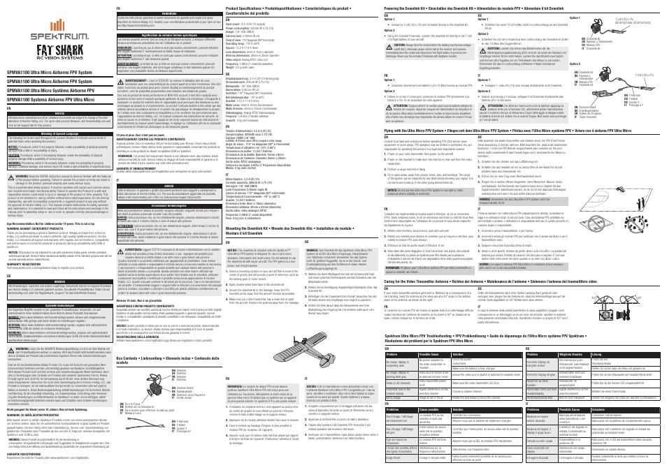 Spektrum SPMVA1100 User Manual | 2 pages