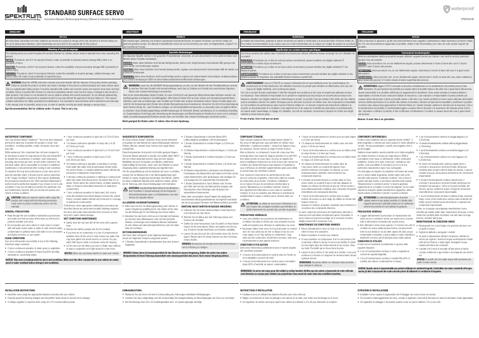 Spektrum SPMSS6180 User Manual | 2 pages