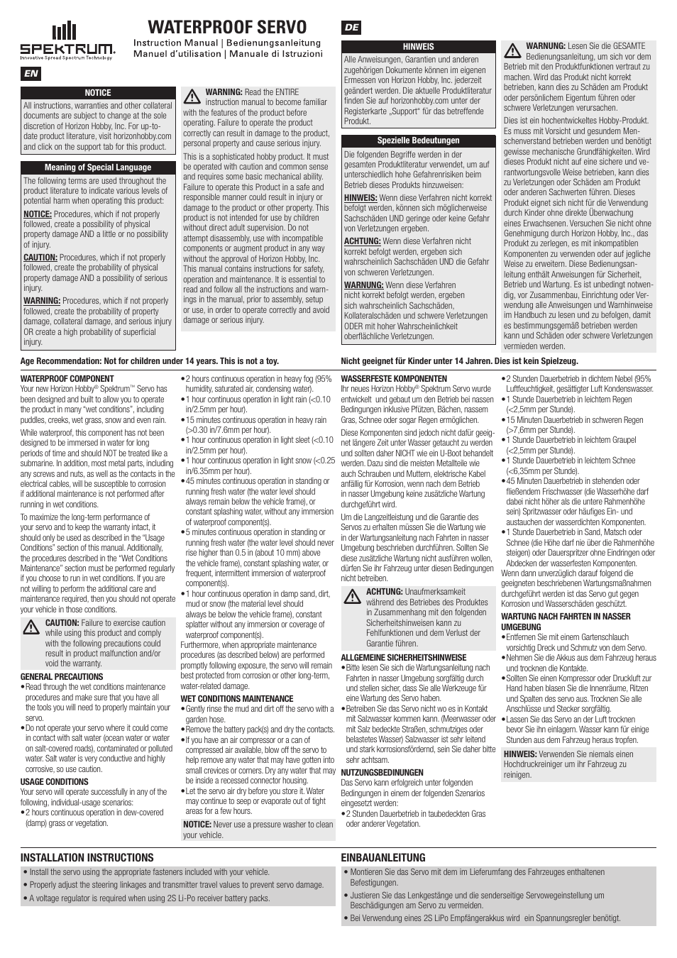 Spektrum SPMSS6170 User Manual | 4 pages