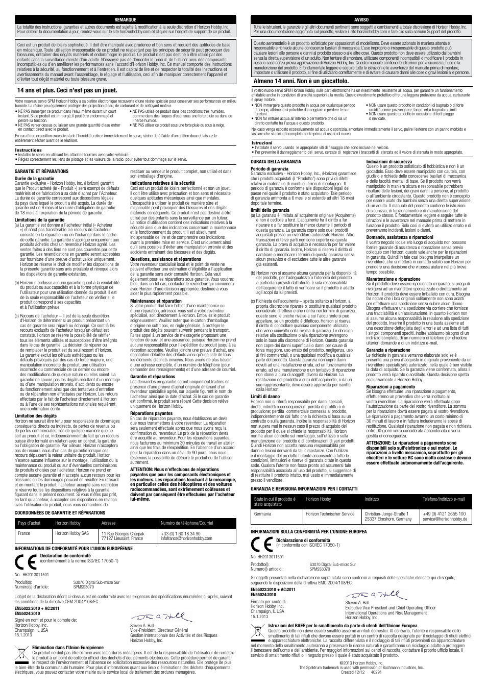 Spektrum SPMSS3070 User Manual | Page 2 / 2
