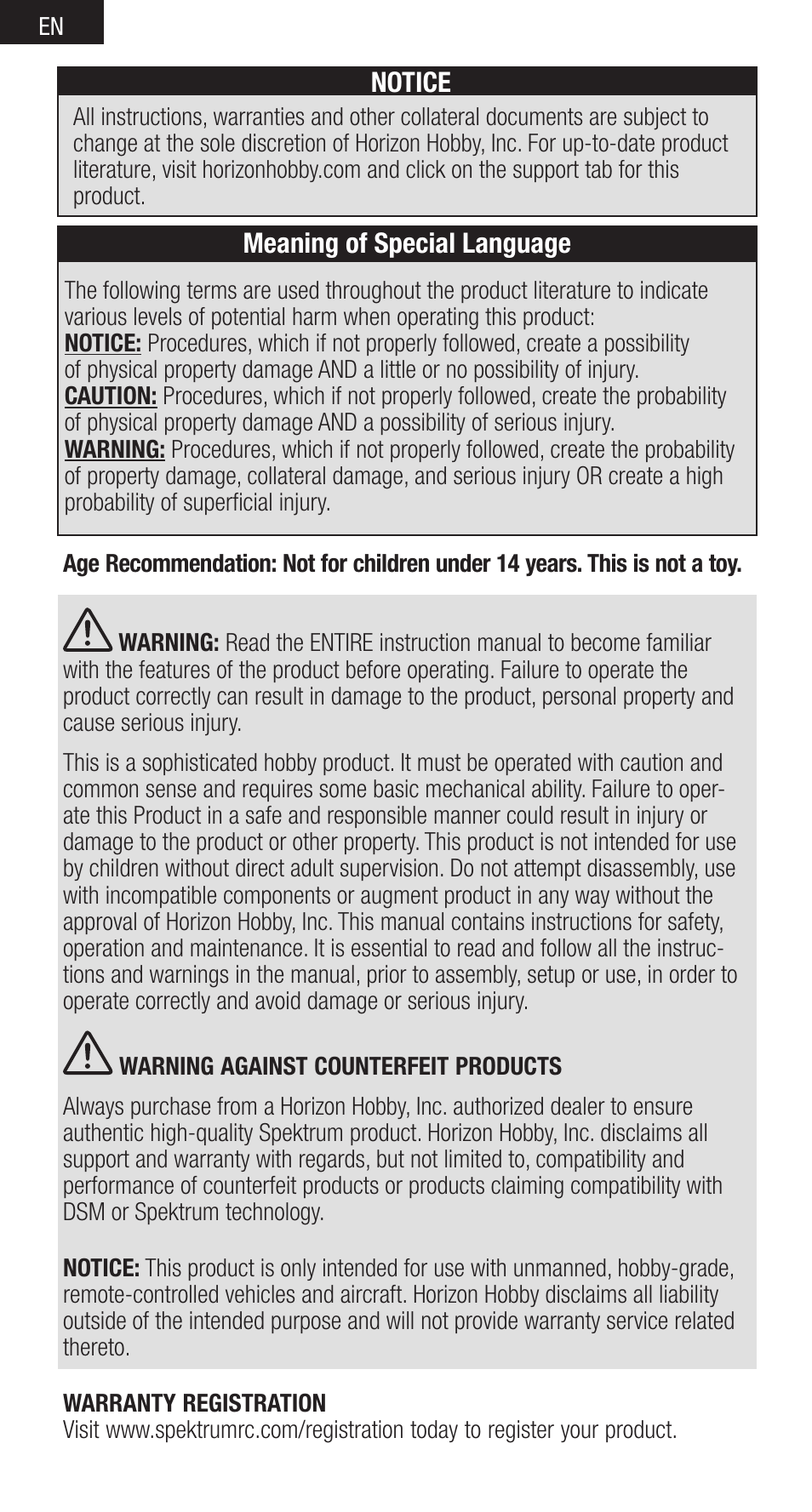 Spektrum SPMSR410 User Manual | Page 2 / 34