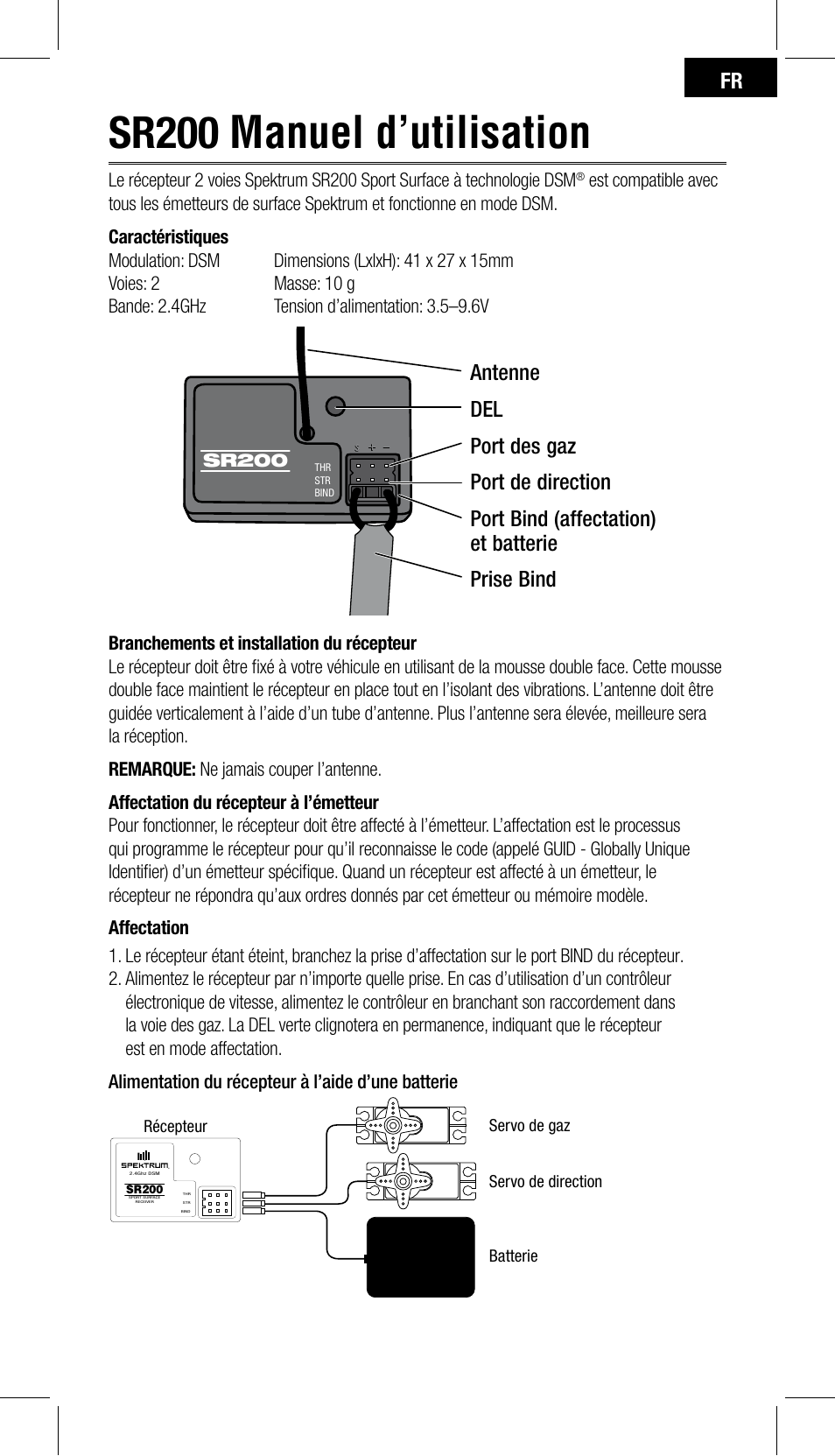 Sr200 manuel d’utilisation | Spektrum SPMSR200 User Manual | Page 17 / 28
