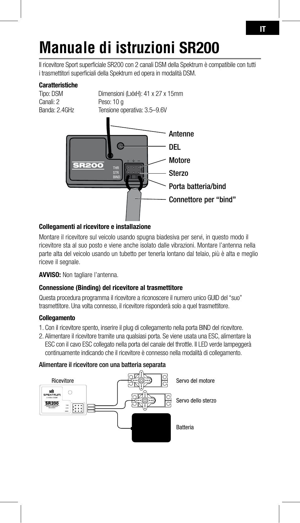 Manuale di istruzioni sr200 | Spektrum SPMSR200 User Manual | Page 23 / 28