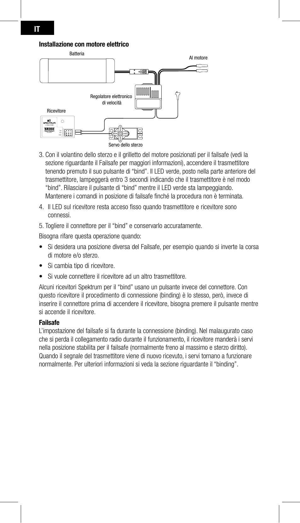 Installazione con motore elettrico | Spektrum SPMSR200 User Manual | Page 24 / 28