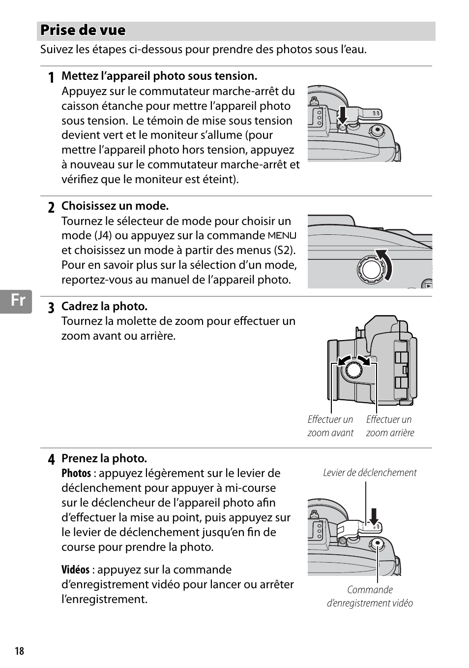 Prise de vue | Nikon WP-N3 User Manual | Page 132 / 312