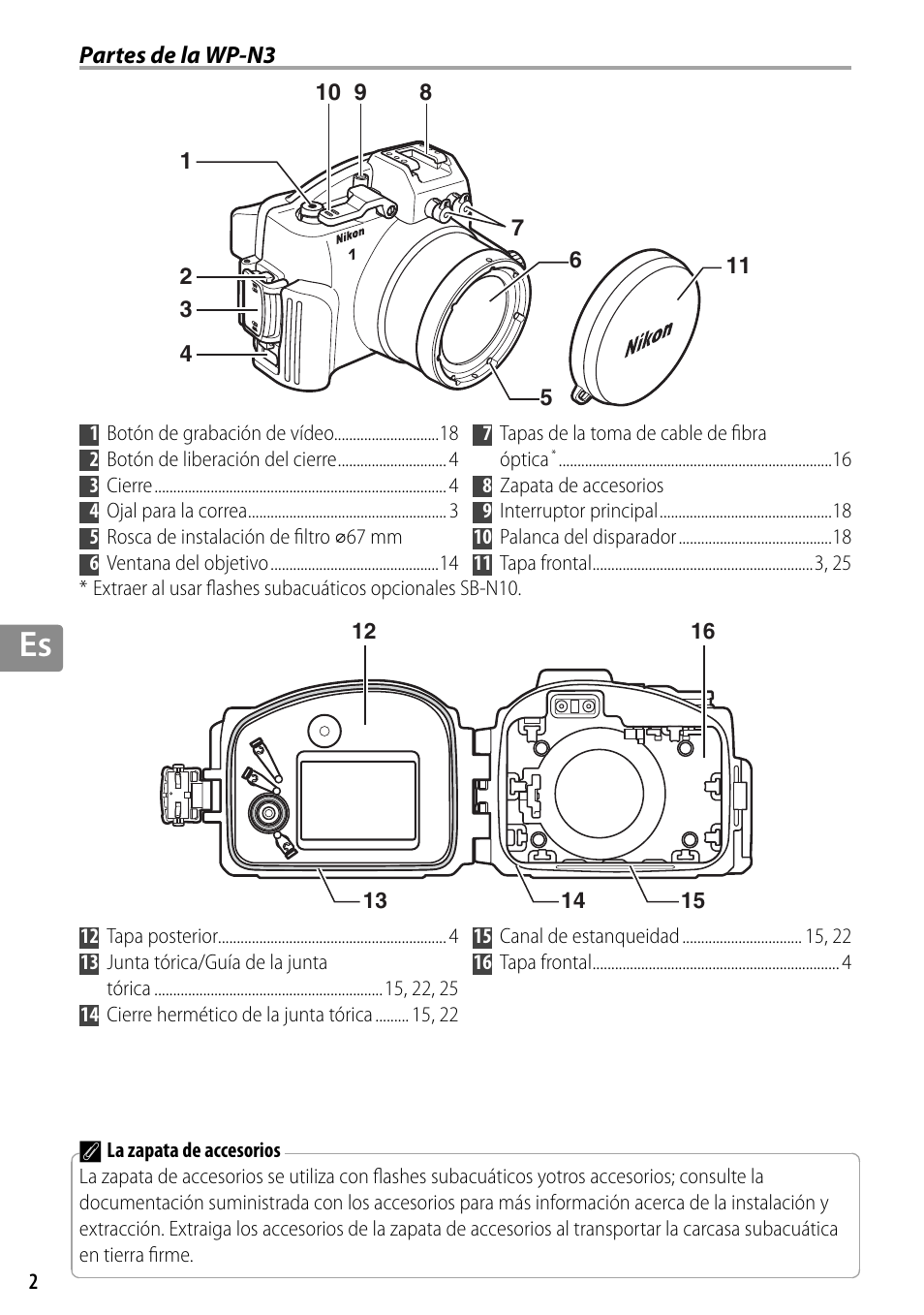 Partes de la wp-n3 | Nikon WP-N3 User Manual | Page 150 / 312