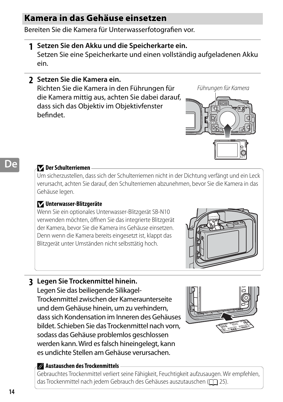 Kamera in das gehäuse einsetzen | Nikon WP-N3 User Manual | Page 94 / 312