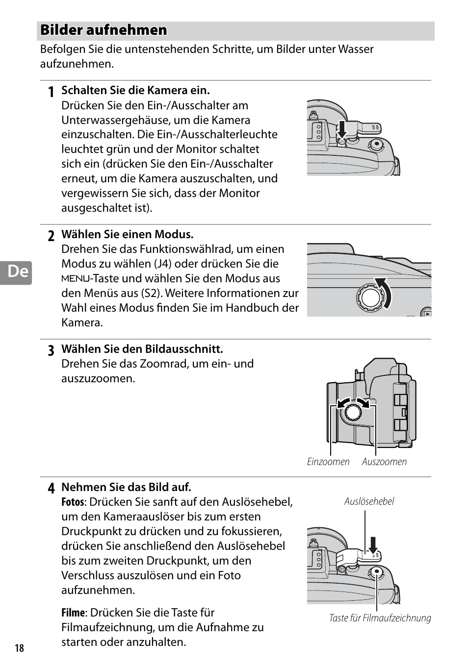 Bilder aufnehmen | Nikon WP-N3 User Manual | Page 98 / 312