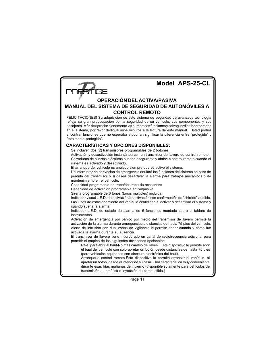 Model aps-25-cl | Audiovox Prestige 128-4117E User Manual | Page 14 / 20