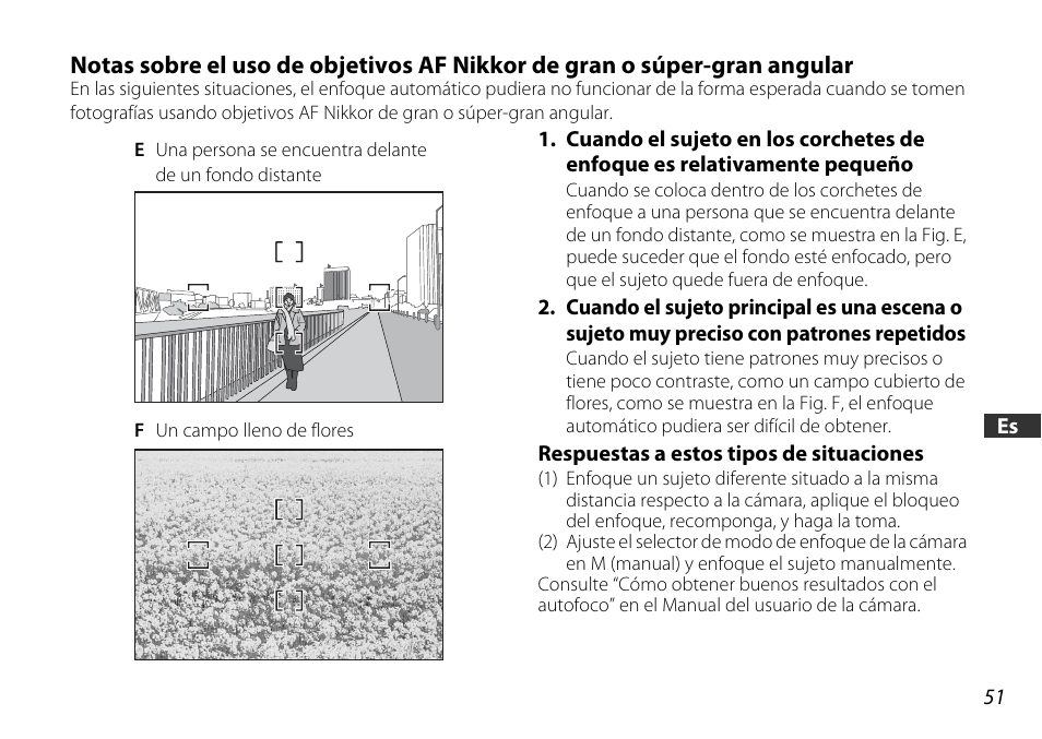 Respuestas a estos tipos de situaciones | Nikon 16-85mm-f-35-56G-ED-AF-S-VR-DX-Zoom User Manual | Page 51 / 128
