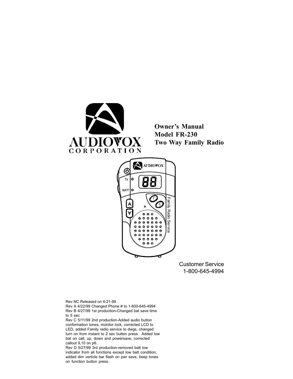 Audiovox FR-230 User Manual | 14 pages