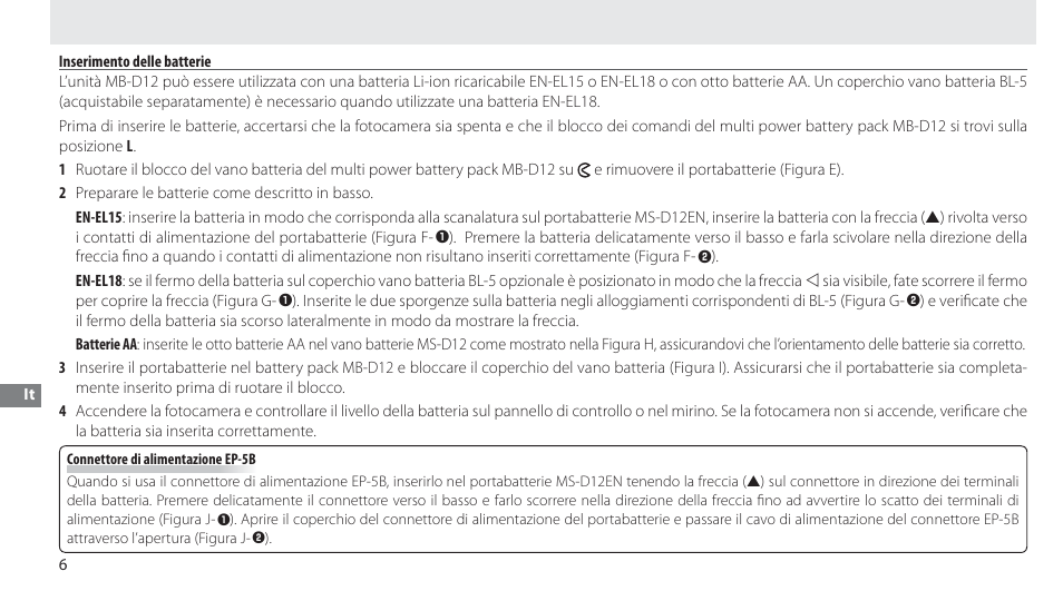 Inserimento delle batterie | Nikon MB-D12 User Manual | Page 120 / 244