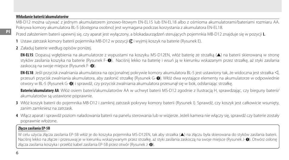 Wkładanie baterii/akumulatorów | Nikon MB-D12 User Manual | Page 140 / 244