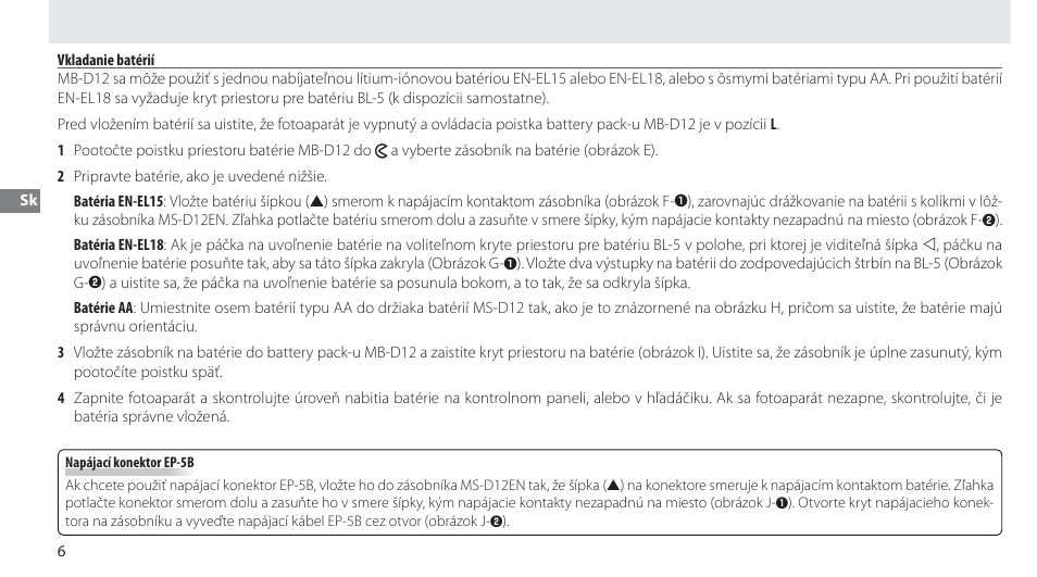 Vkladanie batérií | Nikon MB-D12 User Manual | Page 170 / 244