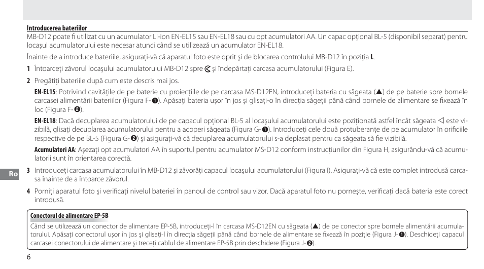 Introducerea bateriilor | Nikon MB-D12 User Manual | Page 230 / 244