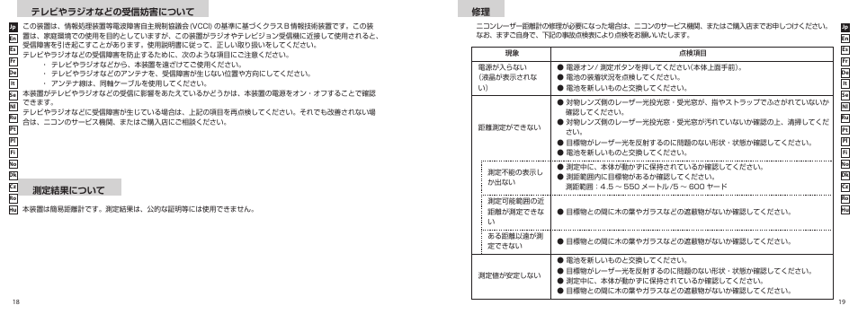 テレビやラジオなどの受信妨害について 測定結果について | Nikon COOLSHOT User Manual | Page 10 / 156