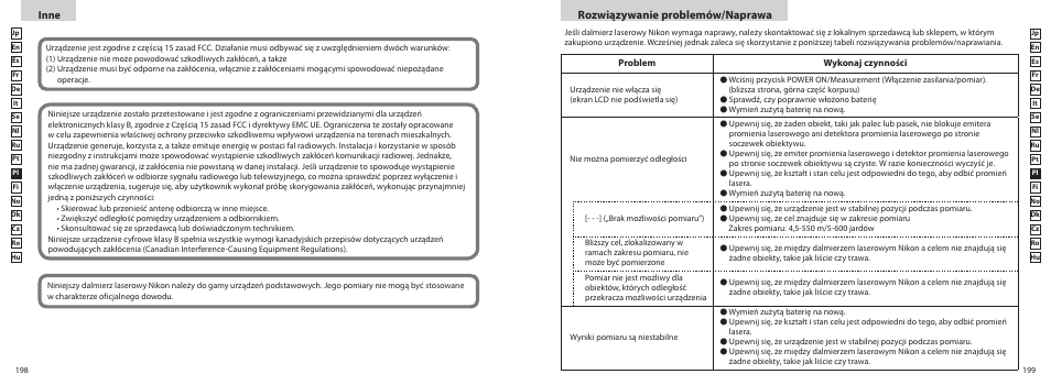 Rozwiązywanie problemów/naprawa, Inne | Nikon COOLSHOT User Manual | Page 100 / 156