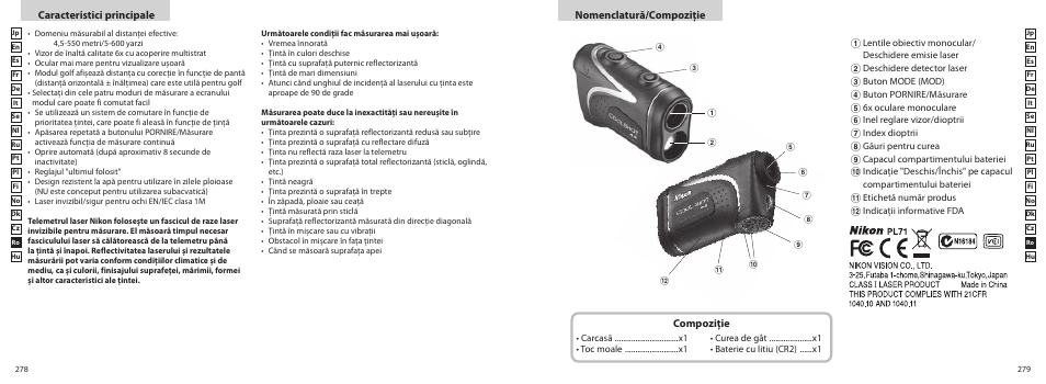 Caracteristici principale nomenclatură/compoziţie, Compoziţie | Nikon COOLSHOT User Manual | Page 140 / 156