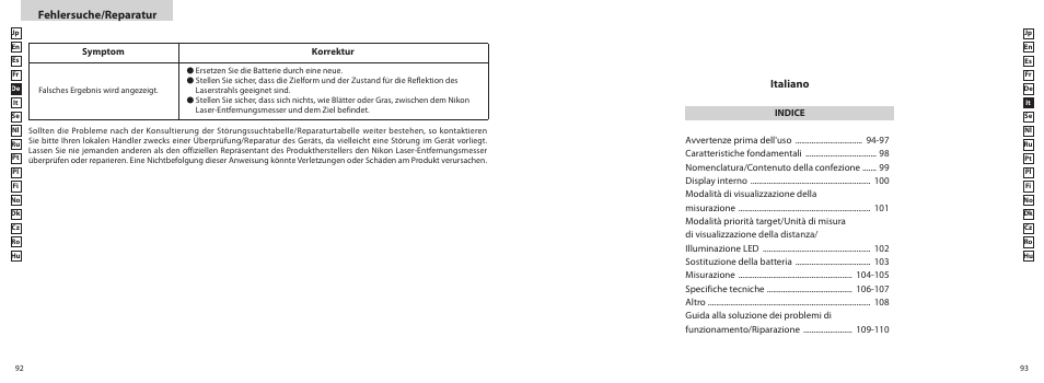 Fehlersuche/reparatur, Italiano | Nikon COOLSHOT User Manual | Page 47 / 156