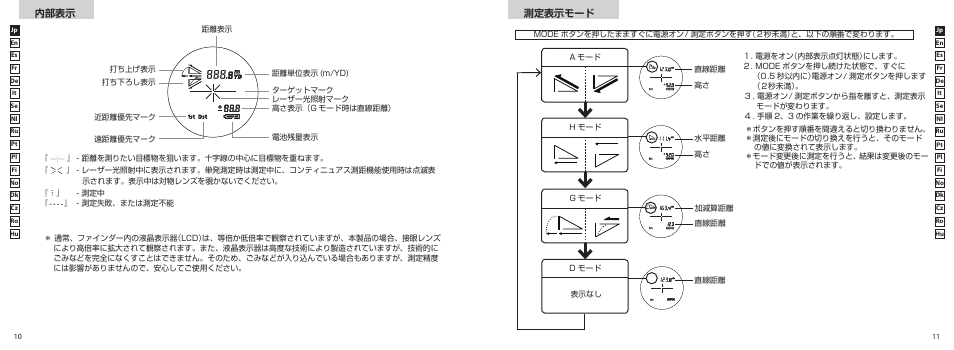 内部表示, 測定表示モード | Nikon COOLSHOT User Manual | Page 6 / 156