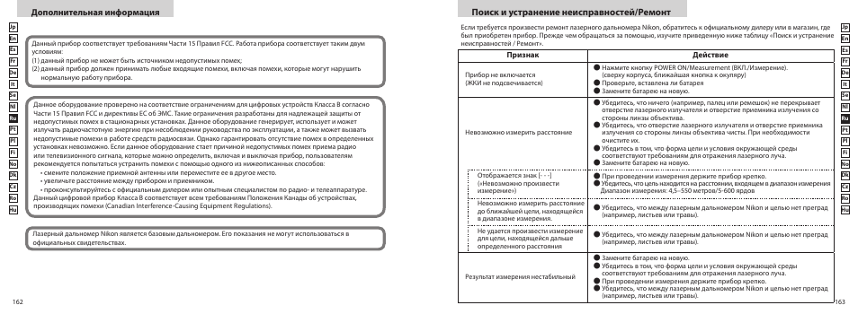 Поиск и устранение неисправностей/pемонт, Дополнительная информация | Nikon COOLSHOT User Manual | Page 82 / 156
