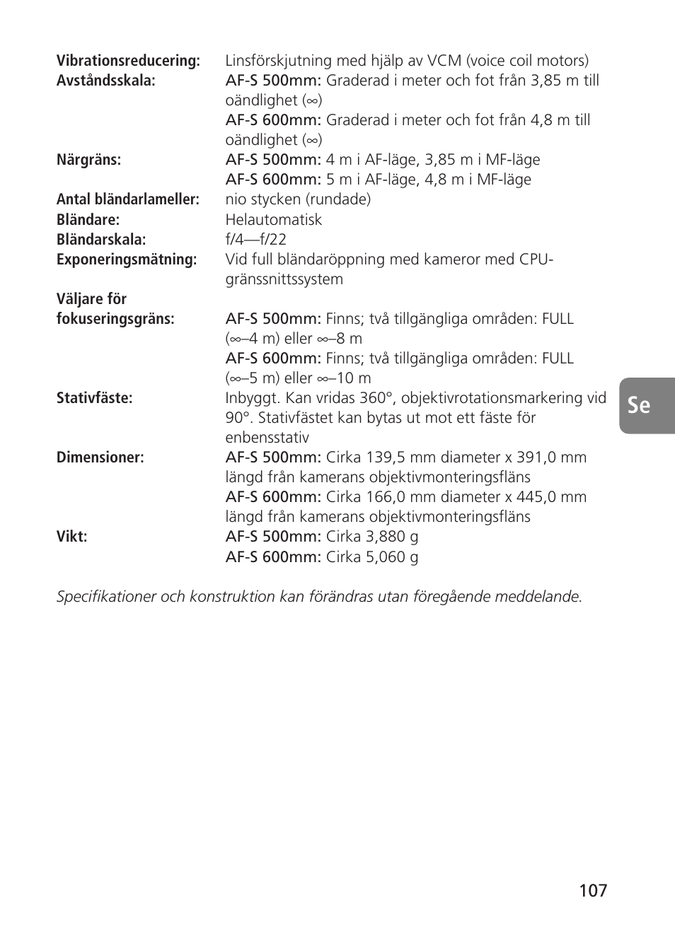 Nikon 500mm-f4G-ED-AF-S-VR-Nikkor User Manual | Page 107 / 224