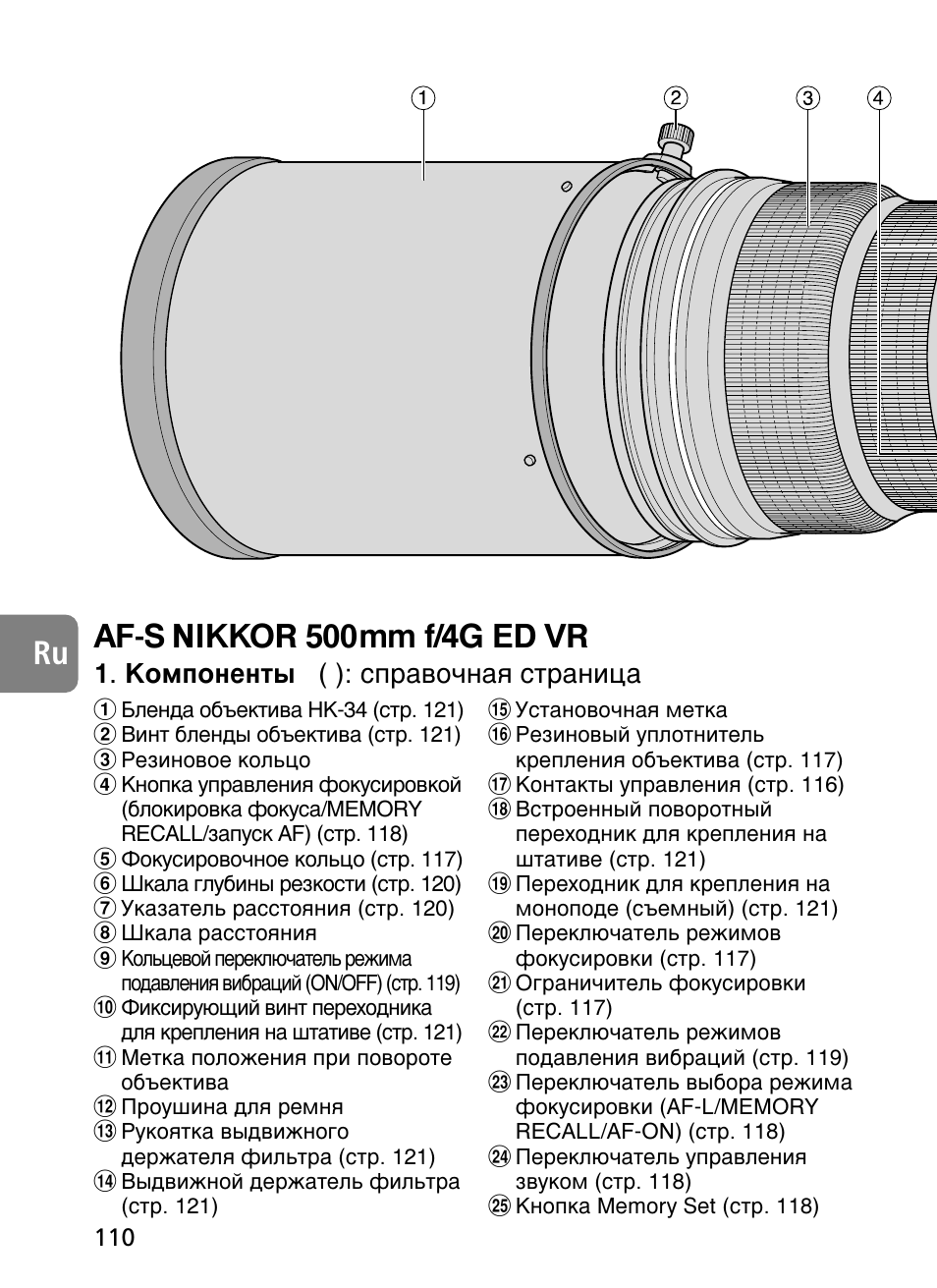 Af-s nikkor 500mm f/4g ed vr, Дупфумвмъ˚ ( ): тф‡‚у˜м‡ﬂ òú‡ìëˆ | Nikon 500mm-f4G-ED-AF-S-VR-Nikkor User Manual | Page 110 / 224
