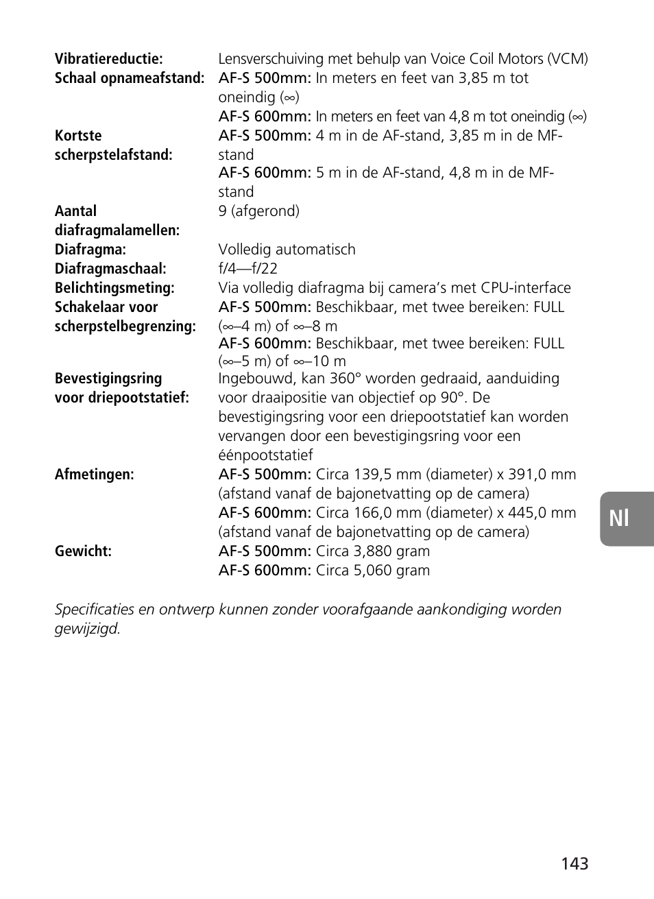 Nikon 500mm-f4G-ED-AF-S-VR-Nikkor User Manual | Page 143 / 224