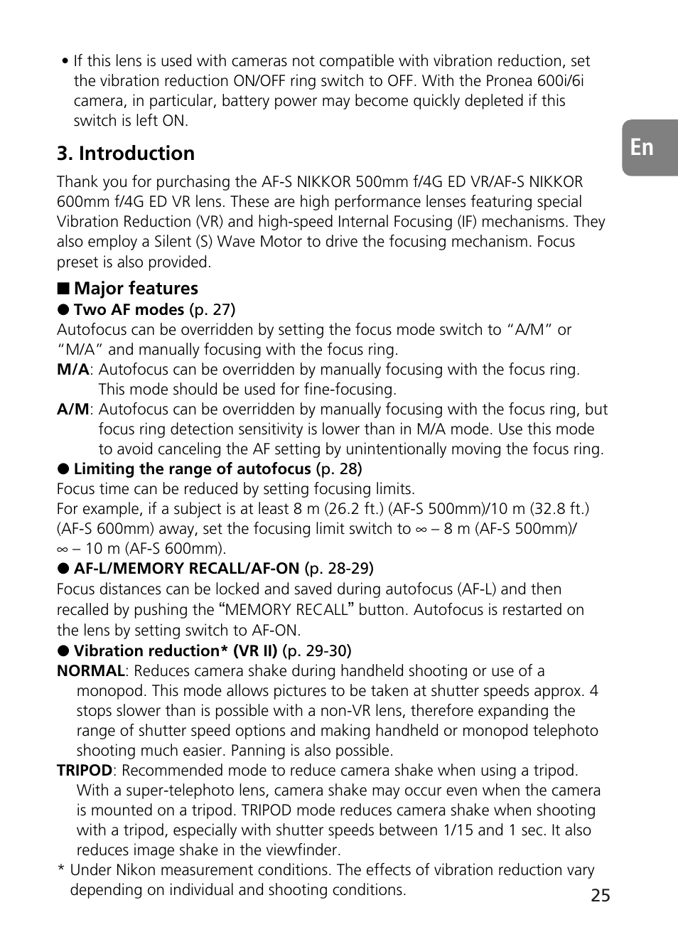 Introduction | Nikon 500mm-f4G-ED-AF-S-VR-Nikkor User Manual | Page 25 / 224