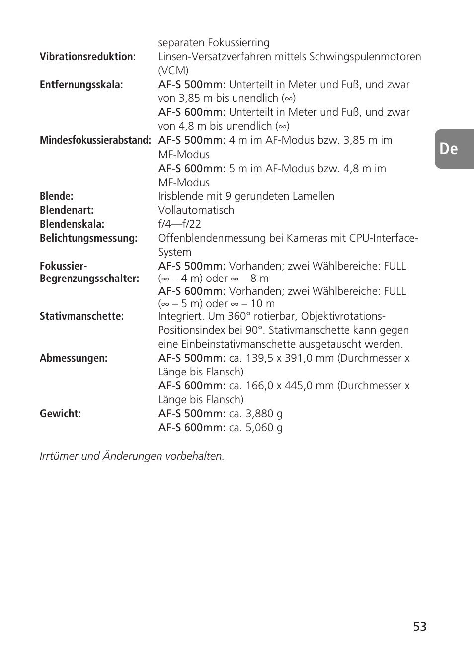 Nikon 500mm-f4G-ED-AF-S-VR-Nikkor User Manual | Page 53 / 224