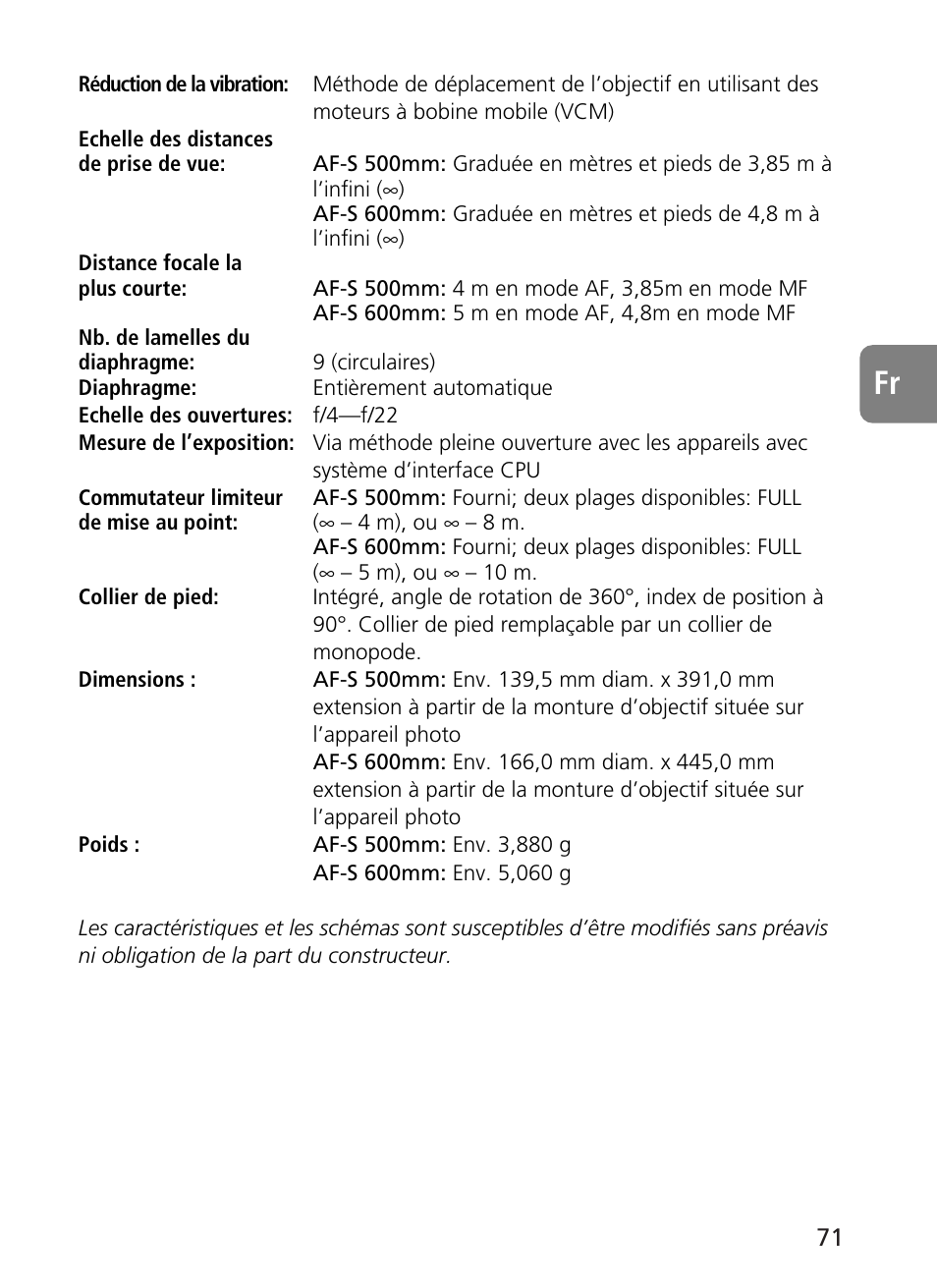 Nikon 500mm-f4G-ED-AF-S-VR-Nikkor User Manual | Page 71 / 224