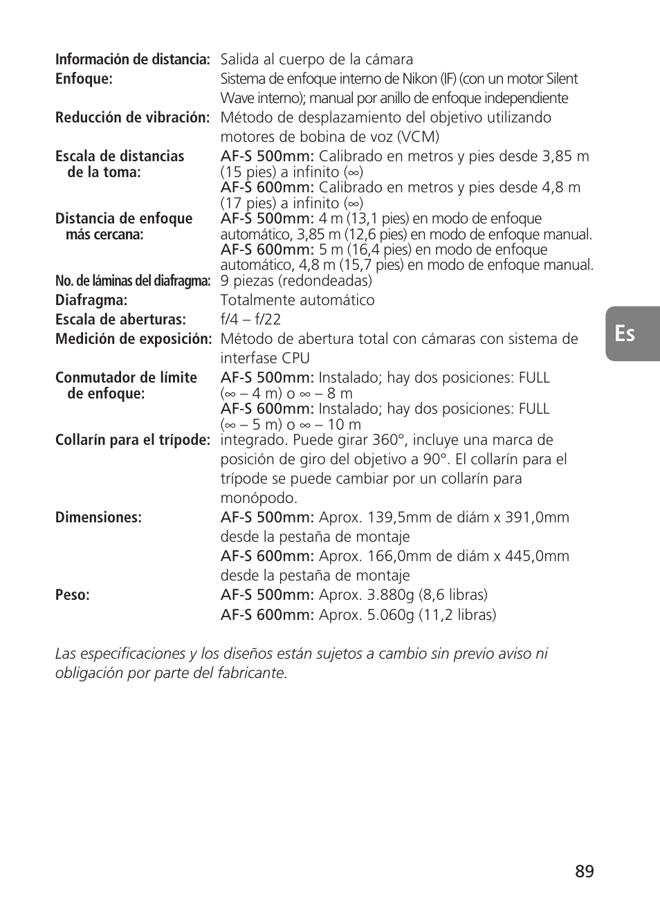 Nikon 500mm-f4G-ED-AF-S-VR-Nikkor User Manual | Page 89 / 224