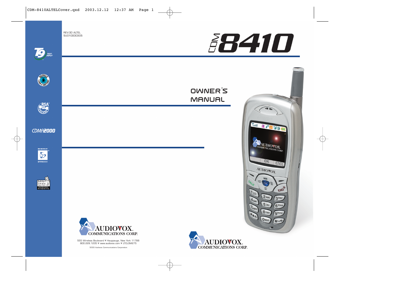 Audiovox CDM 8410 User Manual | 78 pages