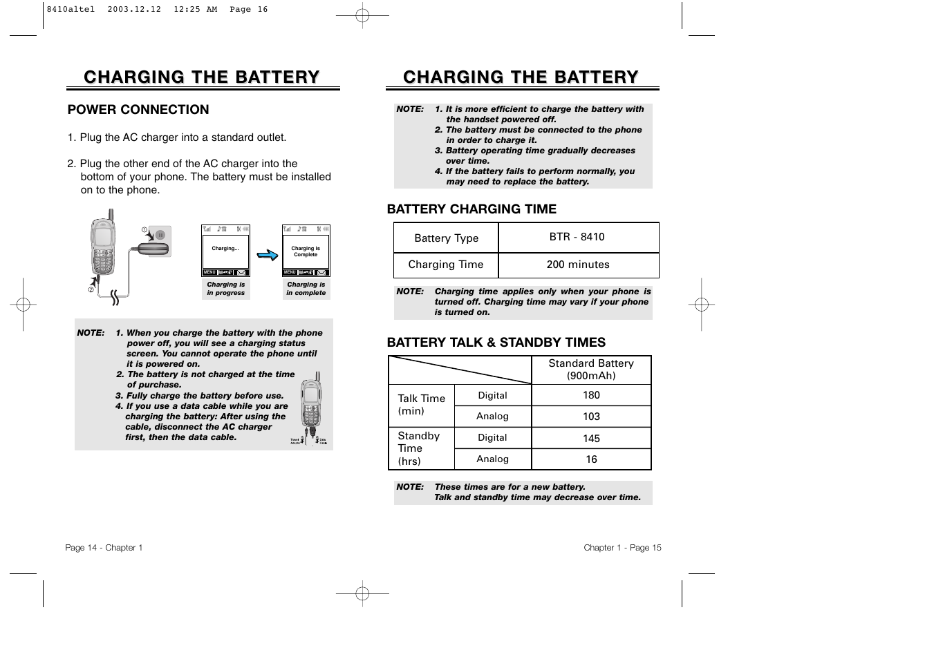 Charging the ba, Charging the ba tter tter y y | Audiovox CDM 8410 User Manual | Page 10 / 78