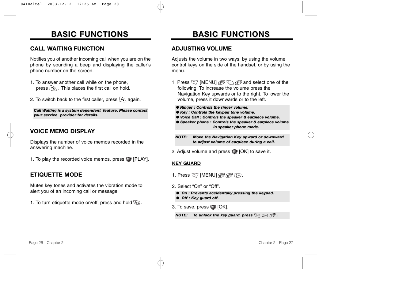 Basic functions | Audiovox CDM 8410 User Manual | Page 16 / 78