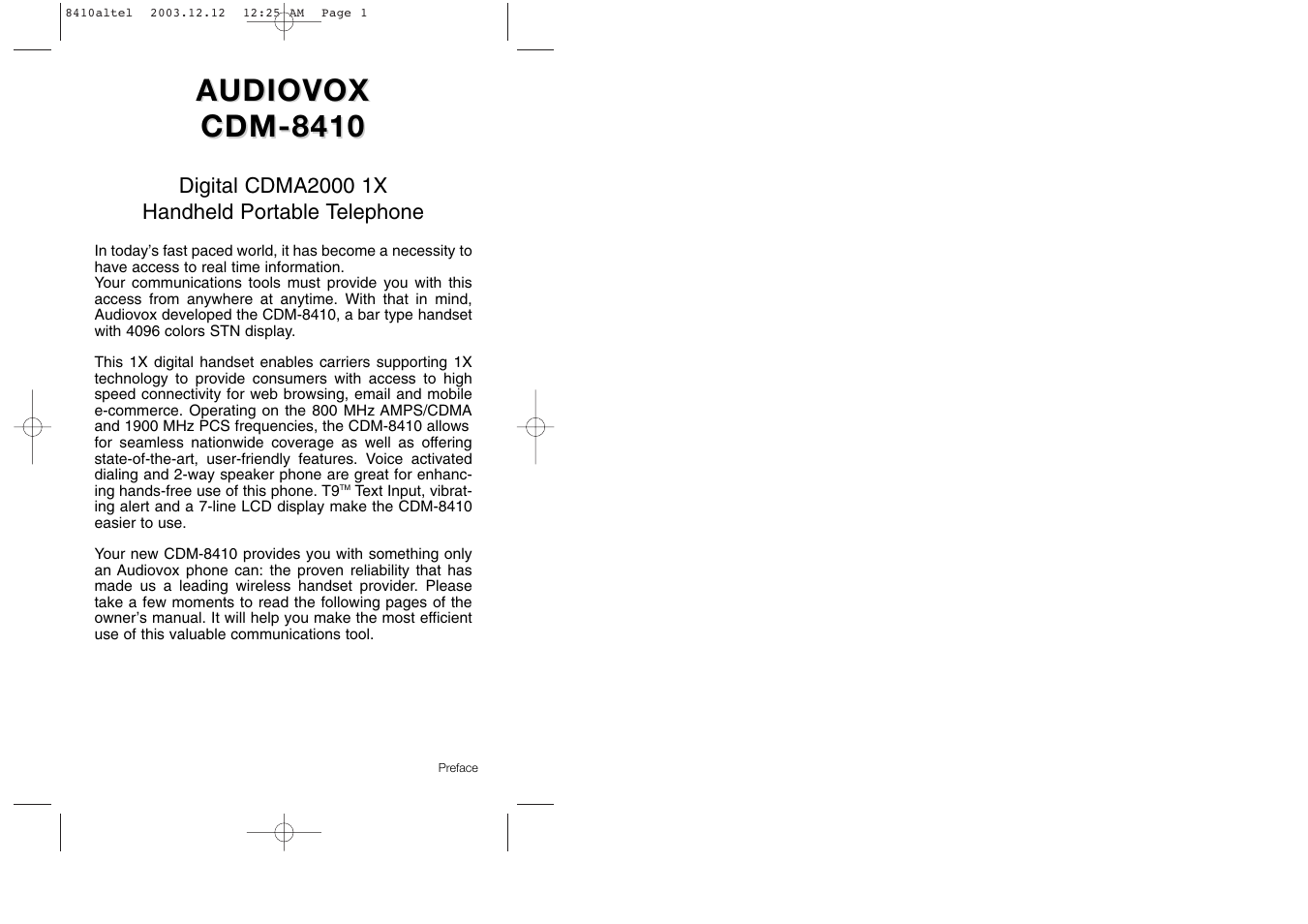 Audiovox | Audiovox CDM 8410 User Manual | Page 2 / 78