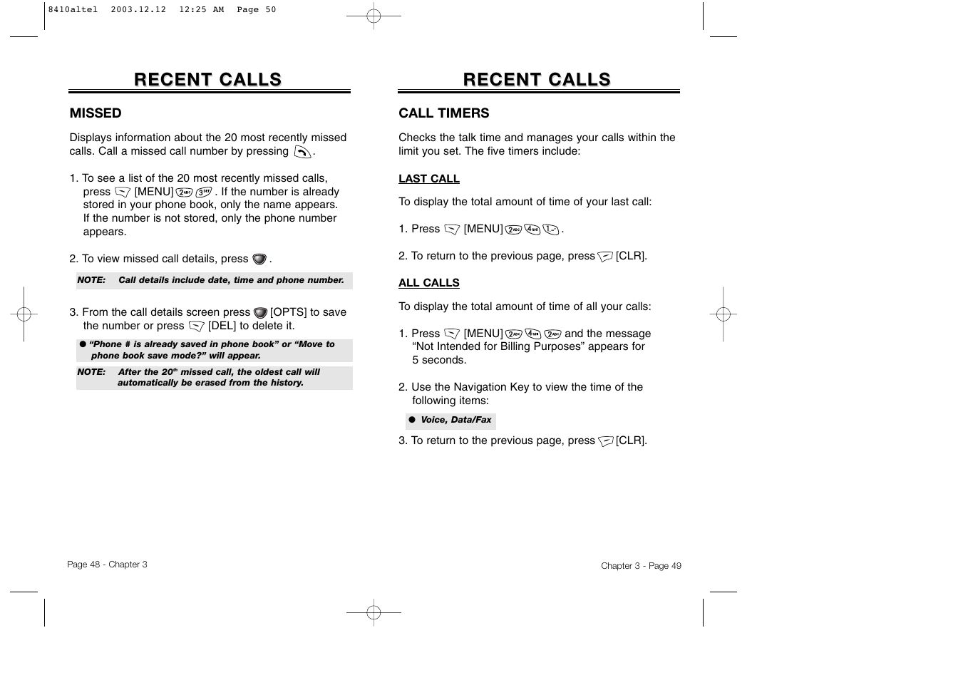 Recent calls | Audiovox CDM 8410 User Manual | Page 27 / 78