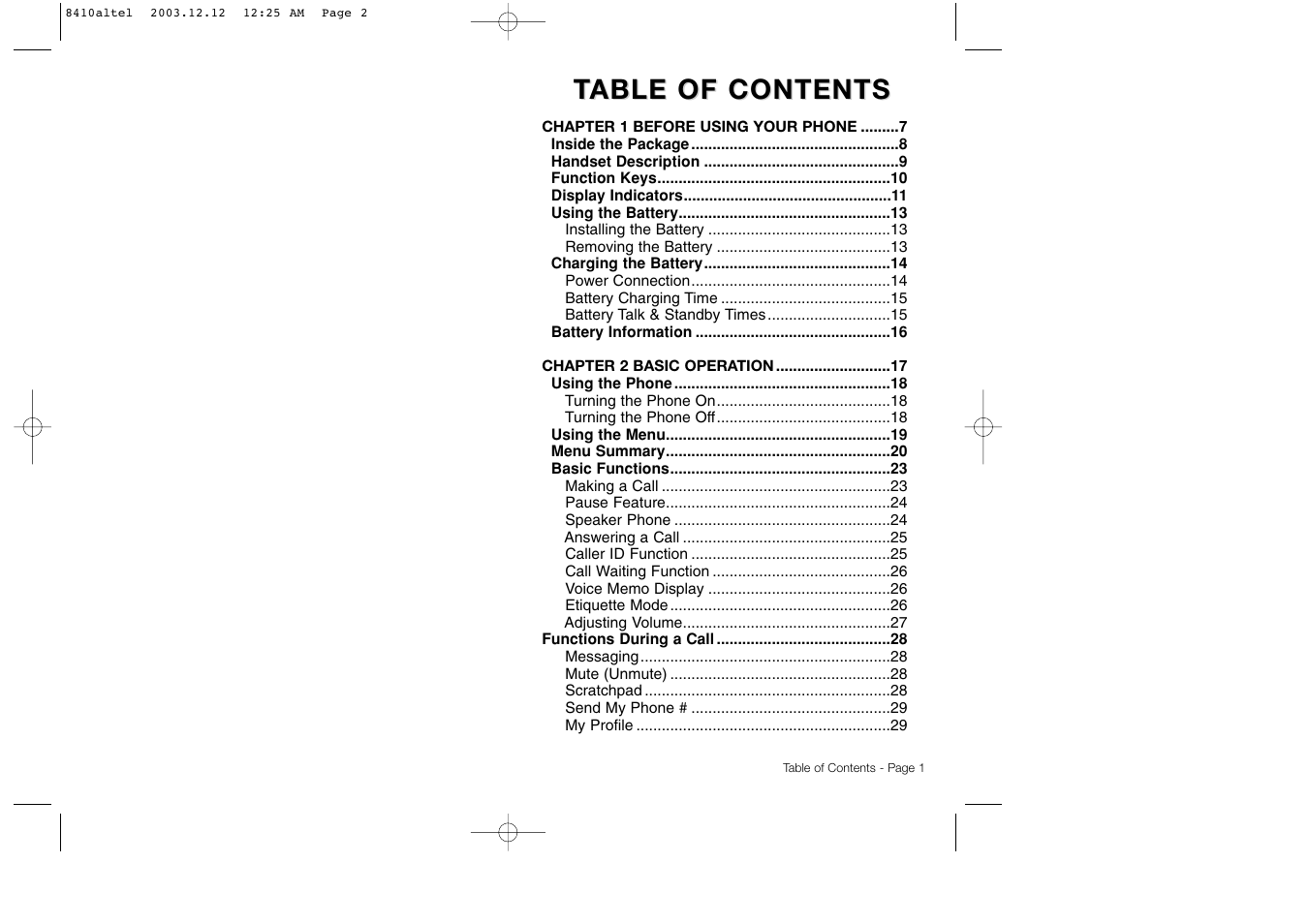 Table of contents able of contents | Audiovox CDM 8410 User Manual | Page 3 / 78