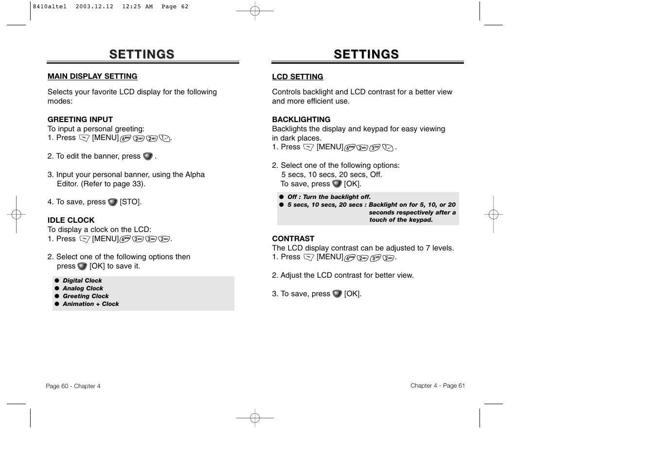 Settings | Audiovox CDM 8410 User Manual | Page 33 / 78