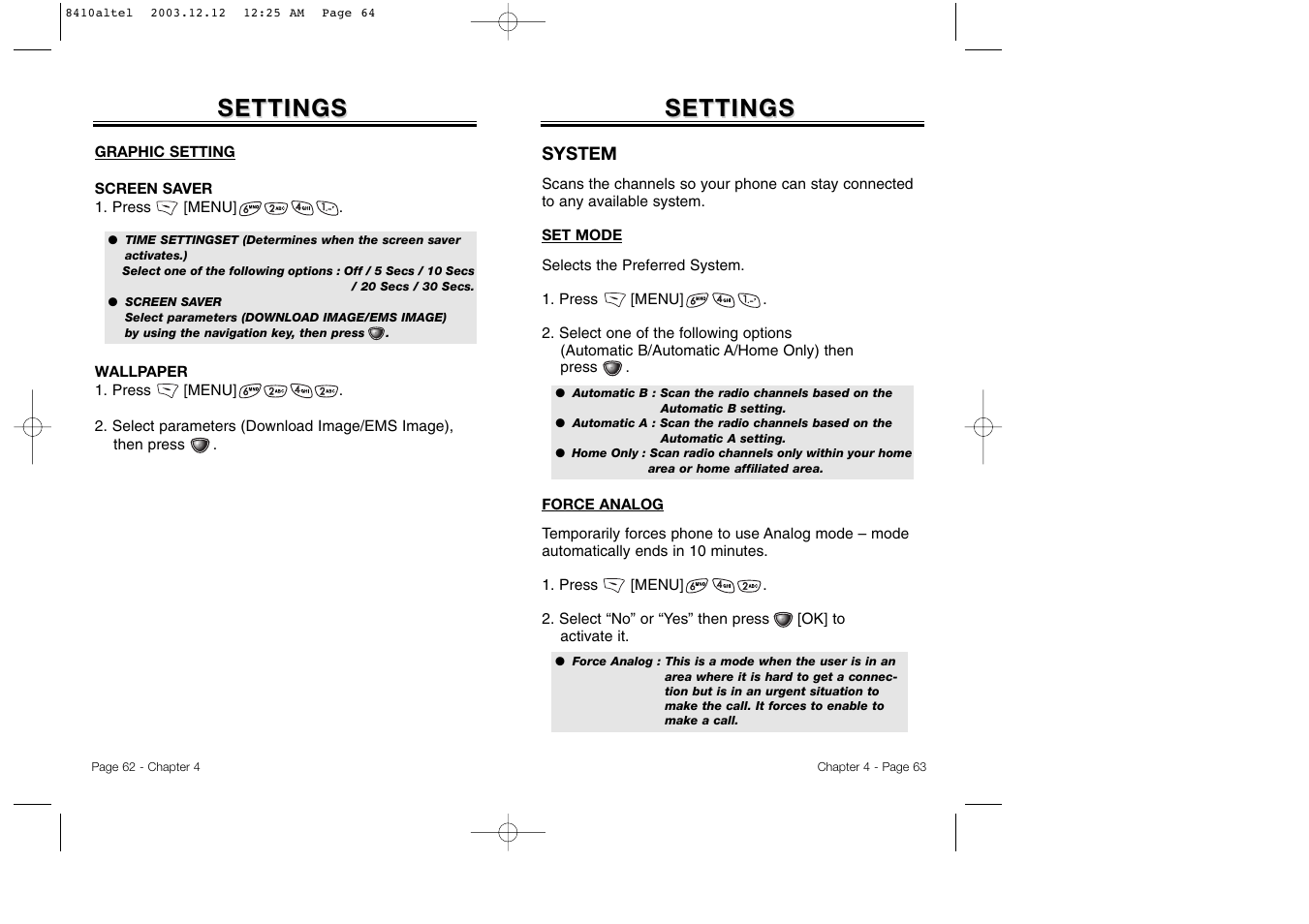 Settings | Audiovox CDM 8410 User Manual | Page 34 / 78