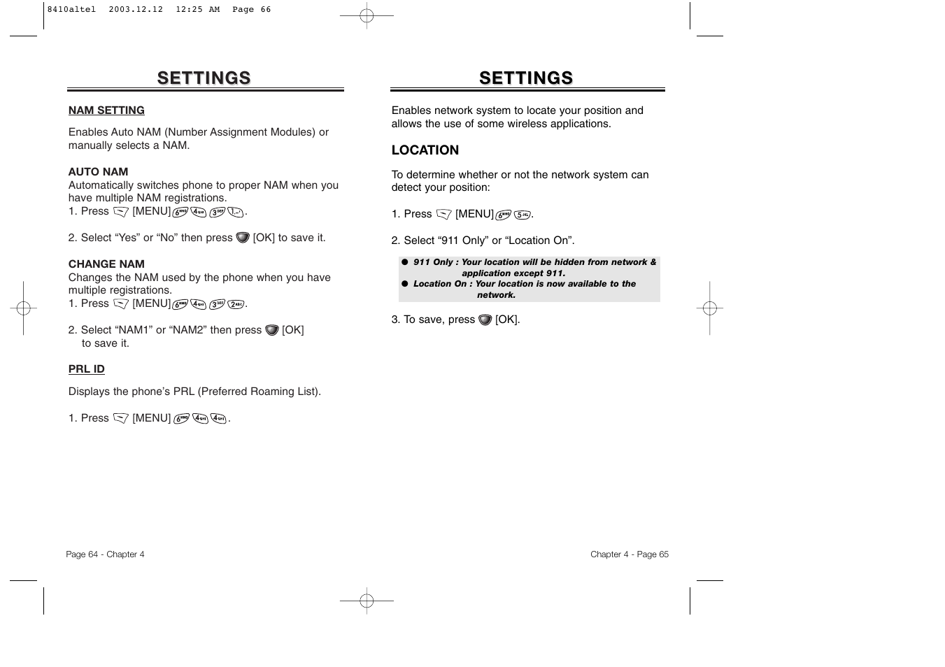 Settings | Audiovox CDM 8410 User Manual | Page 35 / 78